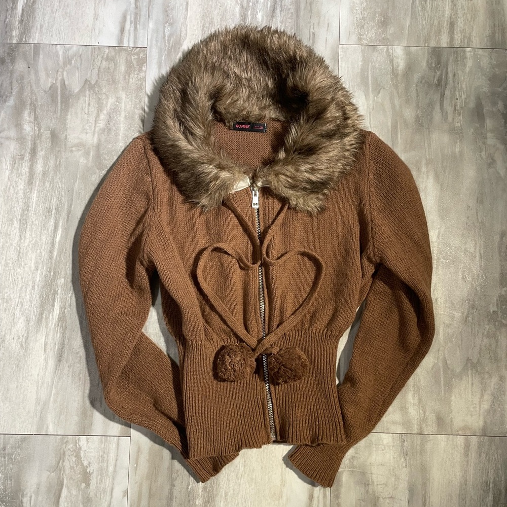 Brown Fur PomPom Sweater